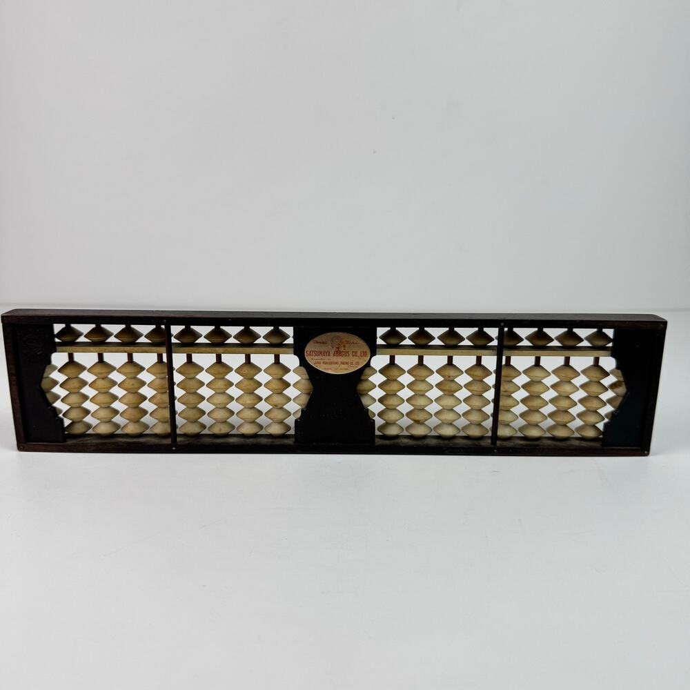 Vintage Japanese Soroban Abacus Satsumaya Wood Counting Calculator Decor